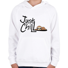 PRINTFASHION Just Chill Lajhár - Gyerek kapucnis pulóver - Fehér gyerek pulóver, kardigán