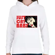 PRINTFASHION Just cry baby - pop art - Női kapucnis pulóver - Fehér női pulóver, kardigán