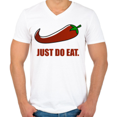 PRINTFASHION Just do eat - Férfi V-nyakú póló - Fehér