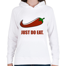 PRINTFASHION Just do eat - Női kapucnis pulóver - Fehér női pulóver, kardigán