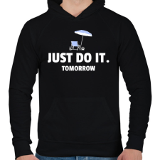 PRINTFASHION JUST DO IT TOMORROW 2 - Férfi kapucnis pulóver - Fekete férfi pulóver, kardigán