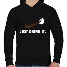 PRINTFASHION Just drink it - kávé - Férfi kapucnis pulóver - Fekete férfi pulóver, kardigán