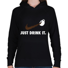 PRINTFASHION Just drink it - kávé - Női kapucnis pulóver - Fekete női pulóver, kardigán