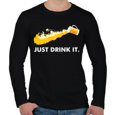 PRINTFASHION Just drink it - sör - Férfi hosszú ujjú póló - Fekete férfi póló