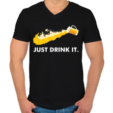 PRINTFASHION Just drink it - sör - Férfi V-nyakú póló - Fekete
