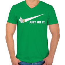 PRINTFASHION Just hit it!! - Férfi V-nyakú póló - Zöld férfi póló