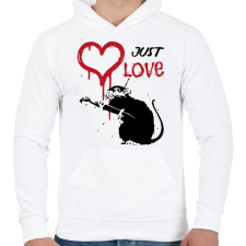 PRINTFASHION Just love - Graffiti patkány - Férfi kapucnis pulóver - Fehér férfi pulóver, kardigán