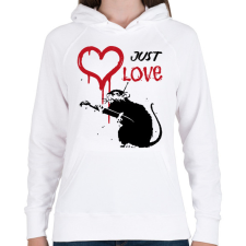 PRINTFASHION Just love - Graffiti patkány - Női kapucnis pulóver - Fehér női pulóver, kardigán