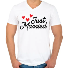 PRINTFASHION Just Married - Férfi V-nyakú póló - Fehér