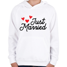 PRINTFASHION Just Married - Gyerek kapucnis pulóver - Fehér gyerek pulóver, kardigán