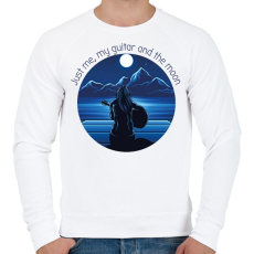 PRINTFASHION Just me, my guitar and the moon - Férfi pulóver - Fehér