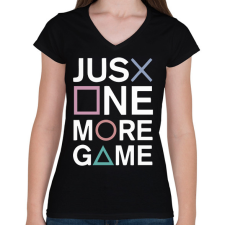 PRINTFASHION Just one more game - Női V-nyakú póló - Fekete női póló