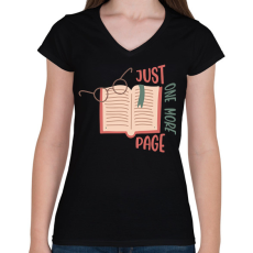 PRINTFASHION Just one more page - Csak még egy oldalt - Női V-nyakú póló - Fekete