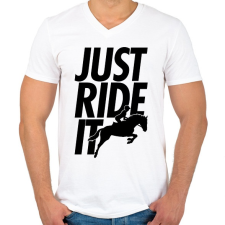 PRINTFASHION Just Ride It - Férfi V-nyakú póló - Fehér férfi póló