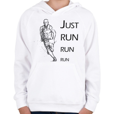 PRINTFASHION Just run - Gyerek kapucnis pulóver - Fehér gyerek pulóver, kardigán