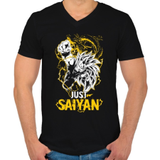 PRINTFASHION Just Saiyan - Férfi V-nyakú póló - Fekete férfi póló