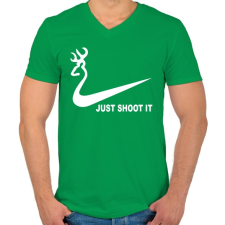PRINTFASHION Just shoot it - Férfi V-nyakú póló - Zöld férfi póló