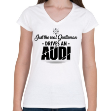 PRINTFASHION Just the real Gentleman - Audi - Női V-nyakú póló - Fehér női póló