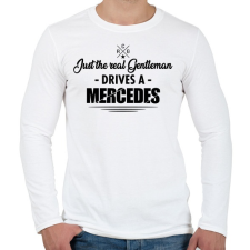 PRINTFASHION Just the real Gentleman - Mercedes - Férfi hosszú ujjú póló - Fehér férfi póló