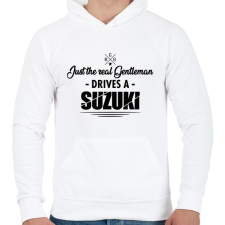 PRINTFASHION Just the real Gentleman - Suzuki - Férfi kapucnis pulóver - Fehér férfi pulóver, kardigán