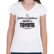 PRINTFASHION Just the real Gentleman - Toyota - Női V-nyakú póló - Fehér női póló