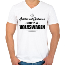 PRINTFASHION Just the real Gentleman - Volkswagen - Férfi V-nyakú póló - Fehér férfi póló