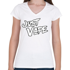 PRINTFASHION Just Vape - Női V-nyakú póló - Fehér női póló