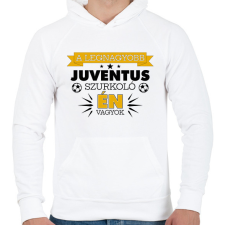 PRINTFASHION Juventus szurkoló - Férfi kapucnis pulóver - Fehér férfi pulóver, kardigán