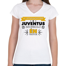 PRINTFASHION Juventus szurkoló - Női V-nyakú póló - Fehér
