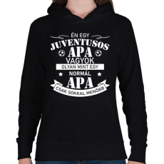 PRINTFASHION Juventusos apa - Női kapucnis pulóver - Fekete