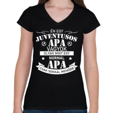 PRINTFASHION Juventusos apa - Női V-nyakú póló - Fekete