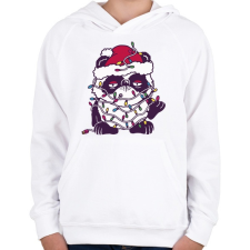 PRINTFASHION Kaácsonyi kutya karácsonyfa izzókkal - Gyerek kapucnis pulóver - Fehér gyerek pulóver, kardigán