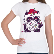 PRINTFASHION Kaácsonyi kutya karácsonyfa izzókkal - Női póló - Fehér