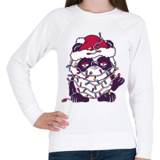 PRINTFASHION Kaácsonyi kutya karácsonyfa izzókkal - Női pulóver - Fehér