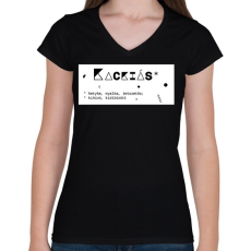 PRINTFASHION Kackiás - Női V-nyakú póló - Fekete