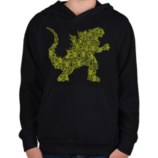 PRINTFASHION Kaiju - Gyerek kapucnis pulóver - Fekete