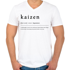 PRINTFASHION Kaizen - Férfi V-nyakú póló - Fehér