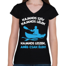 PRINTFASHION Kajakos leszek - Női V-nyakú póló - Fekete női póló