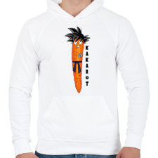 PRINTFASHION Kakarot - Férfi kapucnis pulóver - Fehér férfi pulóver, kardigán