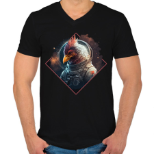 PRINTFASHION Kakas az űrben - Férfi V-nyakú póló - Fekete férfi póló