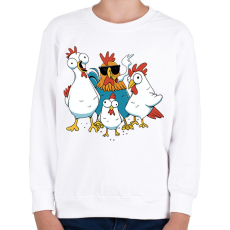 PRINTFASHION Kakas és csirkék - Gyerek pulóver - Fehér
