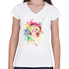 PRINTFASHION Kakas vízfesték - Női V-nyakú póló - Fehér női póló