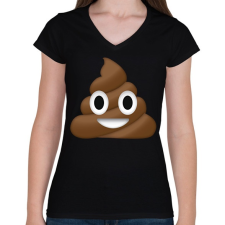 PRINTFASHION kaki emoji - Női V-nyakú póló - Fekete női póló
