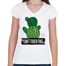 PRINTFASHION Kaktusz - Női V-nyakú póló - Fehér női póló
