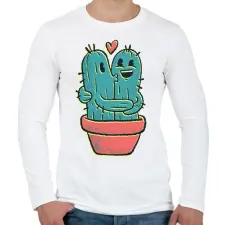 PRINTFASHION Kaktusz pár - Férfi hosszú ujjú póló - Fehér férfi póló