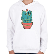 PRINTFASHION Kaktusz pár - Gyerek kapucnis pulóver - Fehér