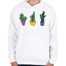 PRINTFASHION Kaktuszok - Gyerek kapucnis pulóver - Fehér
