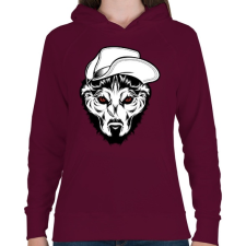 PRINTFASHION Kalapos farkas - Női kapucnis pulóver - Bordó női pulóver, kardigán