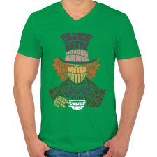 PRINTFASHION Kalapos - Férfi V-nyakú póló - Zöld férfi póló