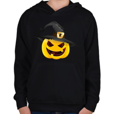 PRINTFASHION Kalapos halloween tök - Gyerek kapucnis pulóver - Fekete